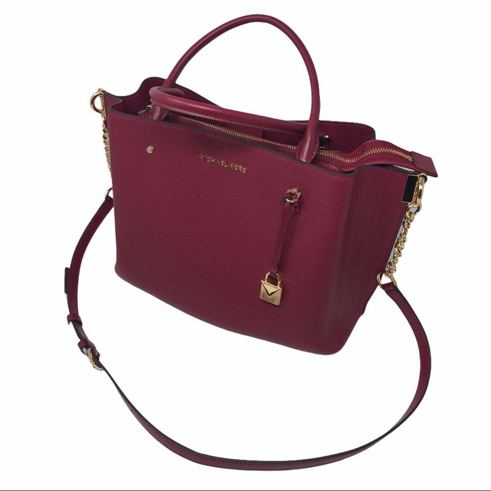 MICHAEL KORS Arielle Lg Satchel, Leather Berry NWT